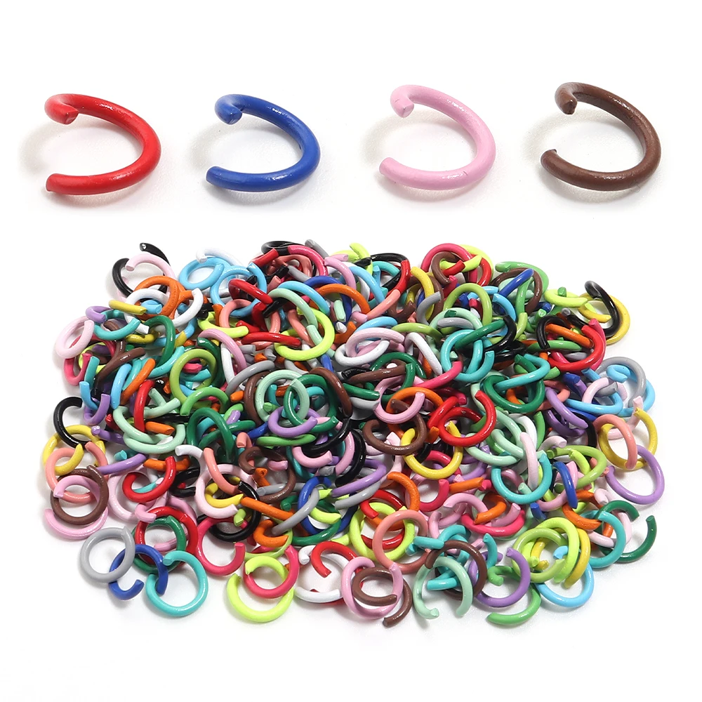 200 piezas de anillas abiertas de 8 mm, coloridas, de metal, de hierro, conectoras individuales para hacer joyería DIY, collares, pendientes, llaveros