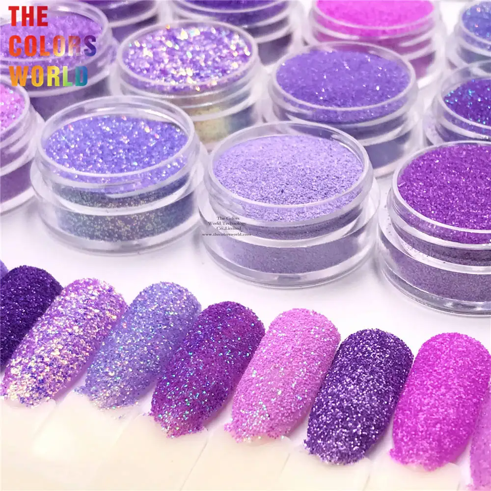 TCT-829 Purple Colors 0.2MM Hexagon Ultra Fine Nail Glitter Decoration For DIY Manicure Accessories Nail Supplies Professional