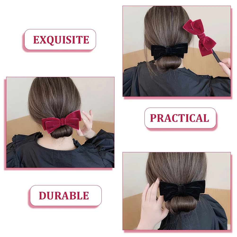 

2Pcs Bowknot Hair Bun Maker Styling Tool for Thick Thin Hair Daily Party Wedding Hairstyle Accessory Bun Maker