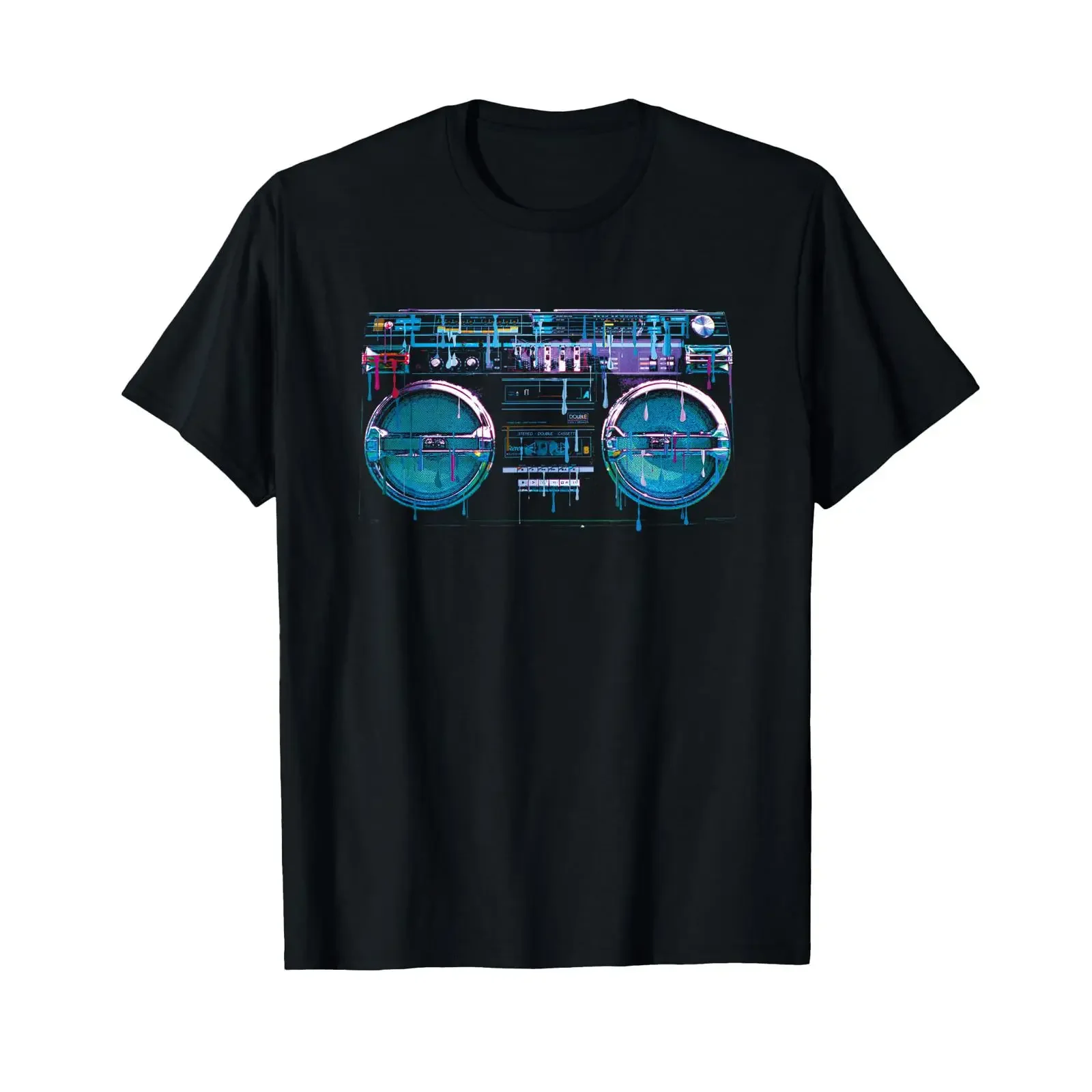 Retro Ghetto Blaster Boom Box 80's 90's Hip Rap T Shirt vintage Washed graphic Top For Everyday Wear Stretched Comfortable Soft