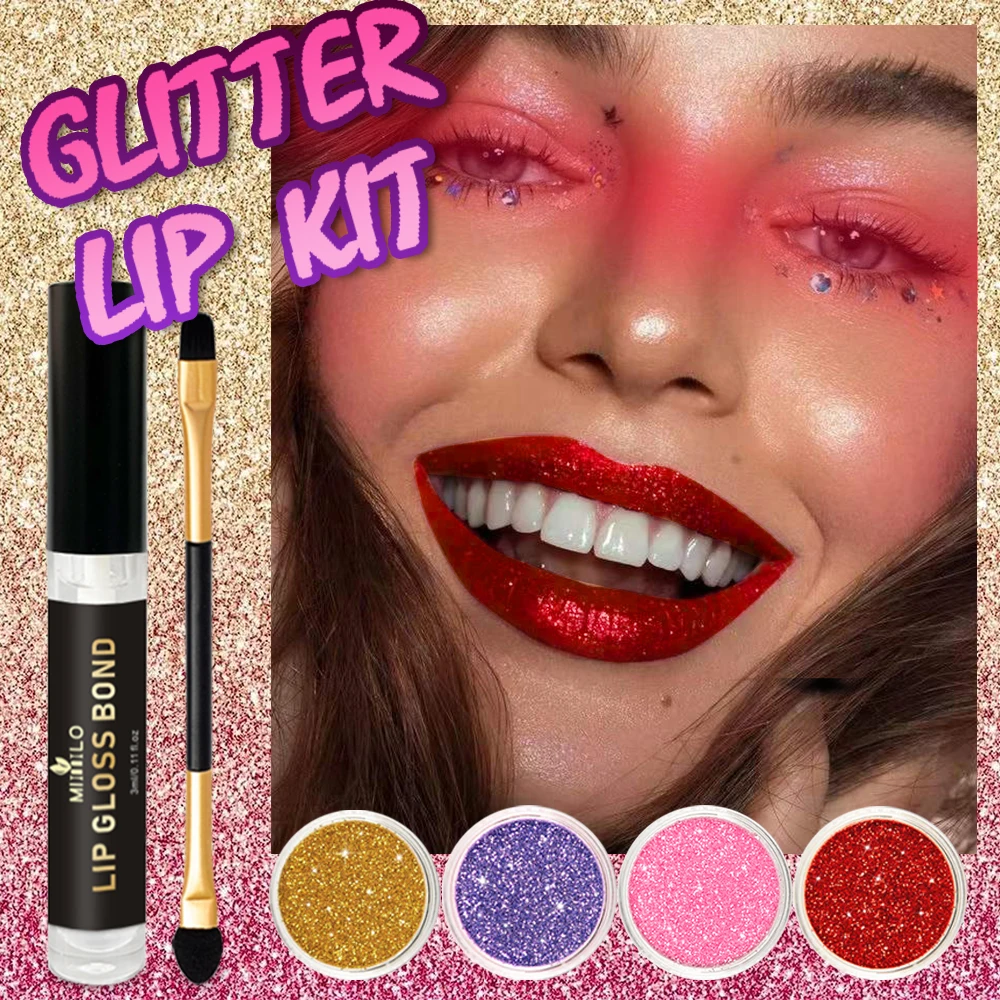 1-Set, 4-Color Exquisite Glitter Lip Kit: Easy-to-Apply, Non-Sticky, Long-Lasting, Glossy Lip Gloss Set; Creative Gift for Women