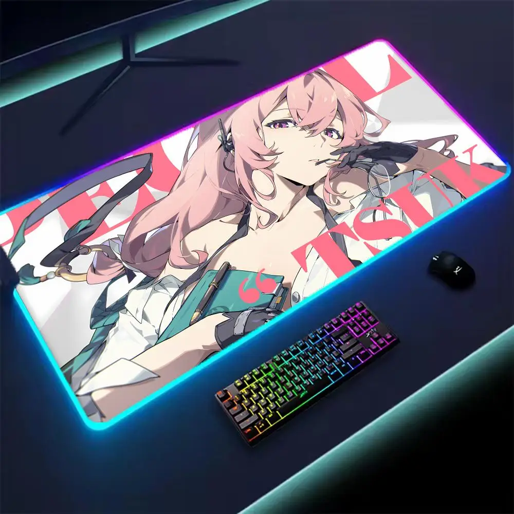 

Evelyn Zenless zone zero Mouse Pad Anime Gaming Mouse Pad LED Table Pads Backlit Rubber Desktop XXL Mousepad RGB Desk Mats