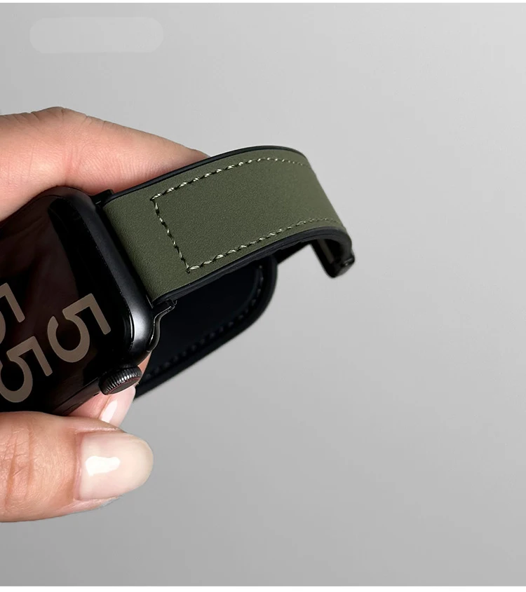 Leder + Silikonarmband für Apple Watch Band Ultra 49 mm 44 mm 45 mm 41 mm 46 mm 40 mm 42 mm Magnetarmband iWatch Serie 10 9 8 7 6 – Detail 15