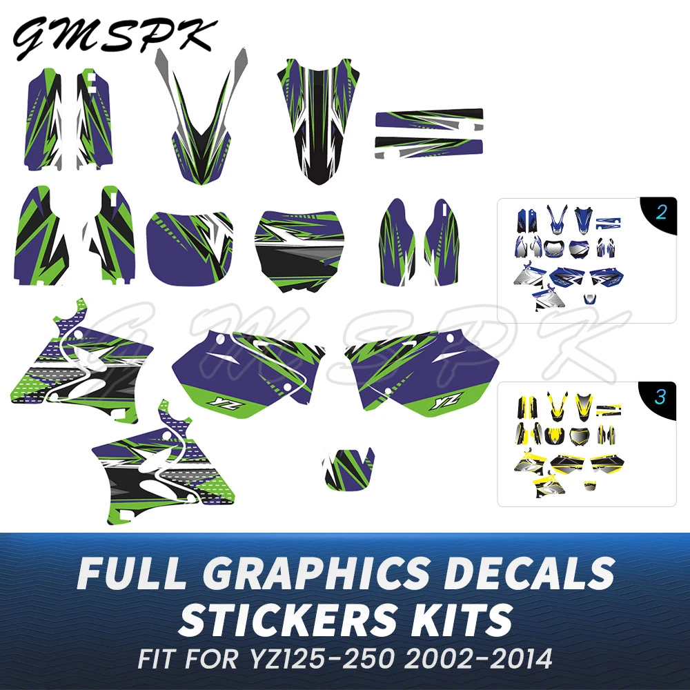 New Style Dirt Bike Graphic Sticker Decals Kit Motorcycle Background Fit for YAMAHA YZ125 YZ250 YZ 125/250 2002-2014 2013 2012