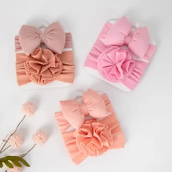 2Pcs/Set Big Bow Baby Girls Headbands Blossom Flower Bullet Hair Bands Sweet Headwraps Kids Photography Props Hair Accesories