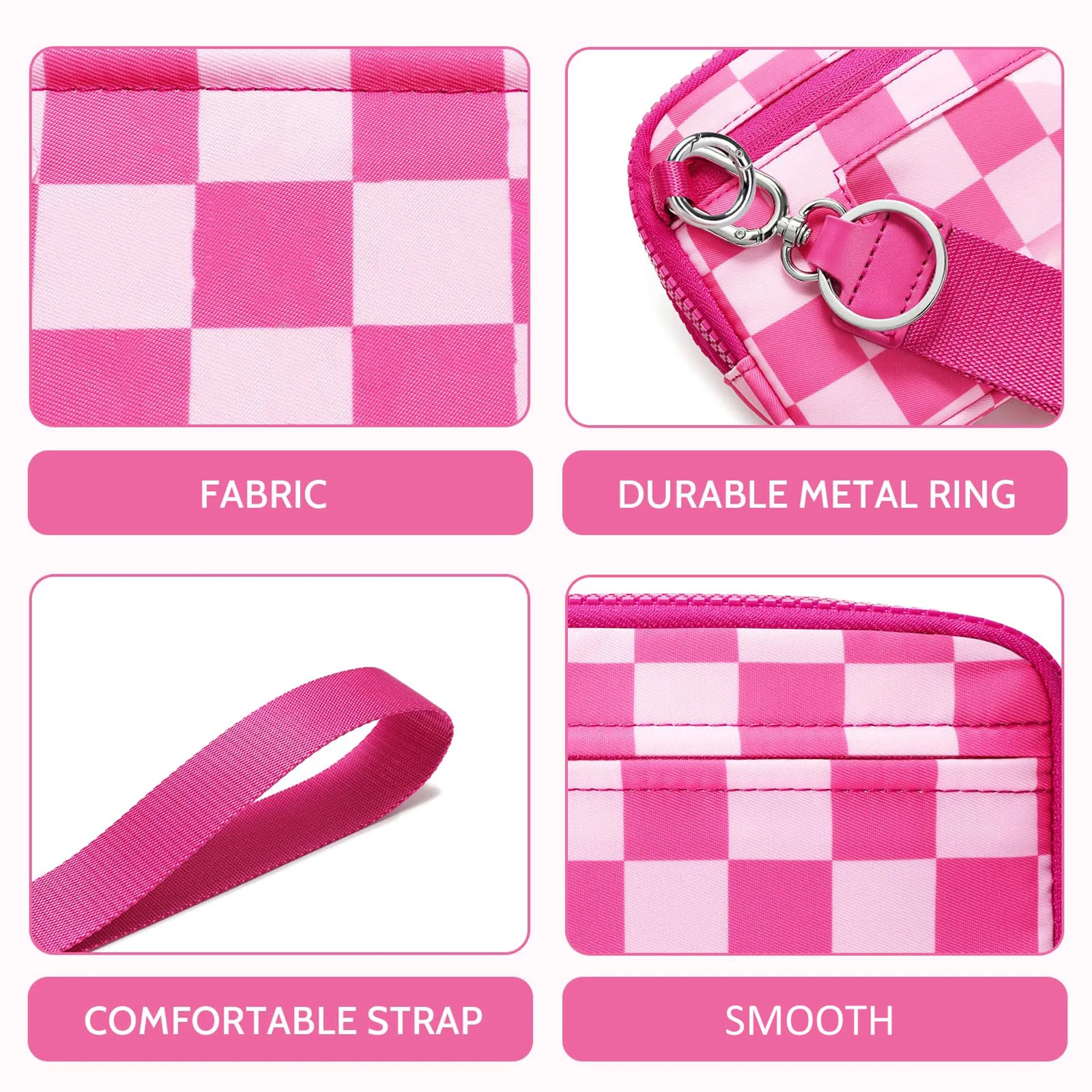 DOYOGI Handgelenktaschen für Damen, gesteppte Nylon-Geldbörse mit 3 Reißverschlüssen, Reise-Kreditkartenetui, Handy-Organizer, Münzgeldbörse – Detail 4