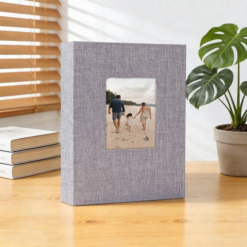 Multi-color Linen Front Window Photo Album 6 Inch 104 Pockets, Baby Family Memory Book image 3