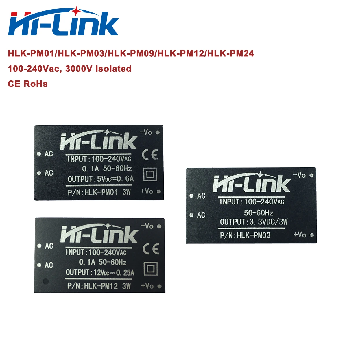 HLK-PM01 HLK-PM03 HLK-PM12 AC-DC 220V to 5V/3.3V/12V Mini Intelligent Household Switch Power Supply Module