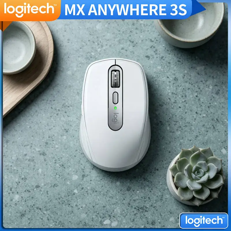 Wireless MX Anywhere 3S - Darkfield 8K DPI, 3-Device Sync, Silent Click, Great for Daily Study & Small Office