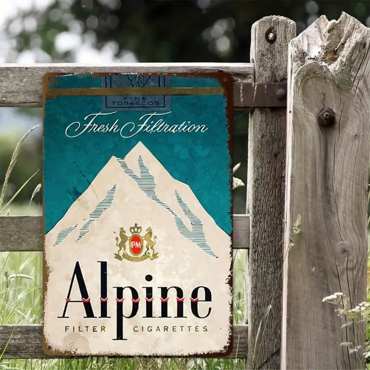 

1PC Tin Sign Alpine Cigarettes - Pub/Man Cave Decor, Vintage Retro Metal Sign, 8x12 Inches/20x30 Cm