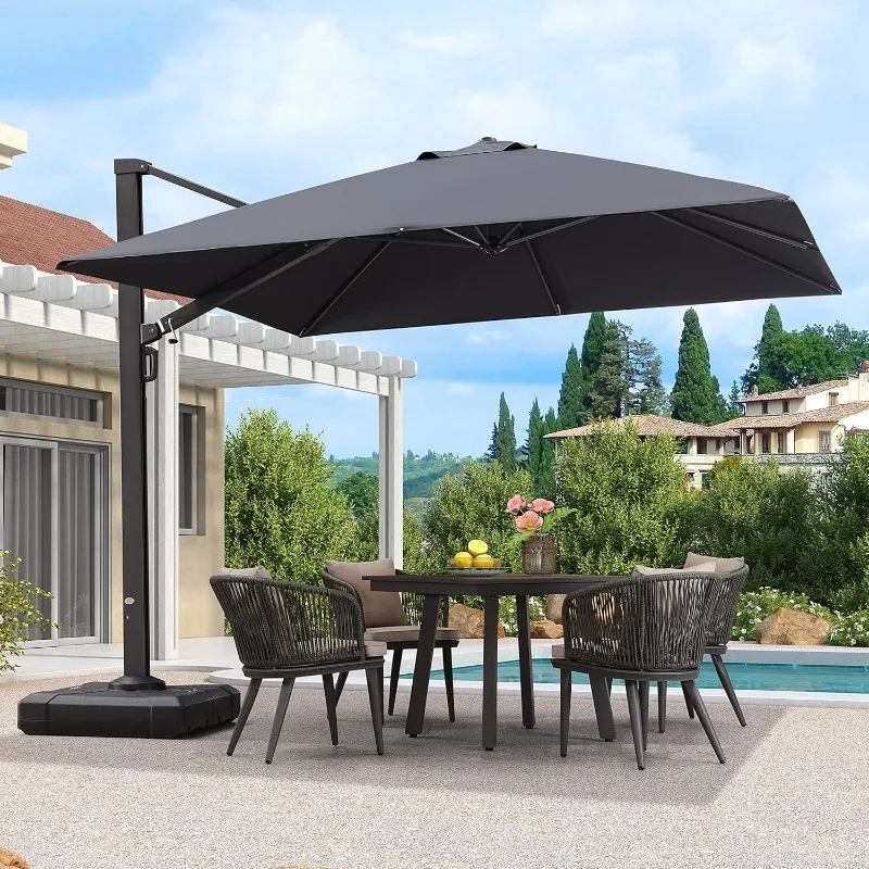 

PURPLE LEAF 10 FT Square Patio Umbrella Large Outdoor Aluminum Umbrella Offset Umbrella with 360-degree Rotation Cantilever