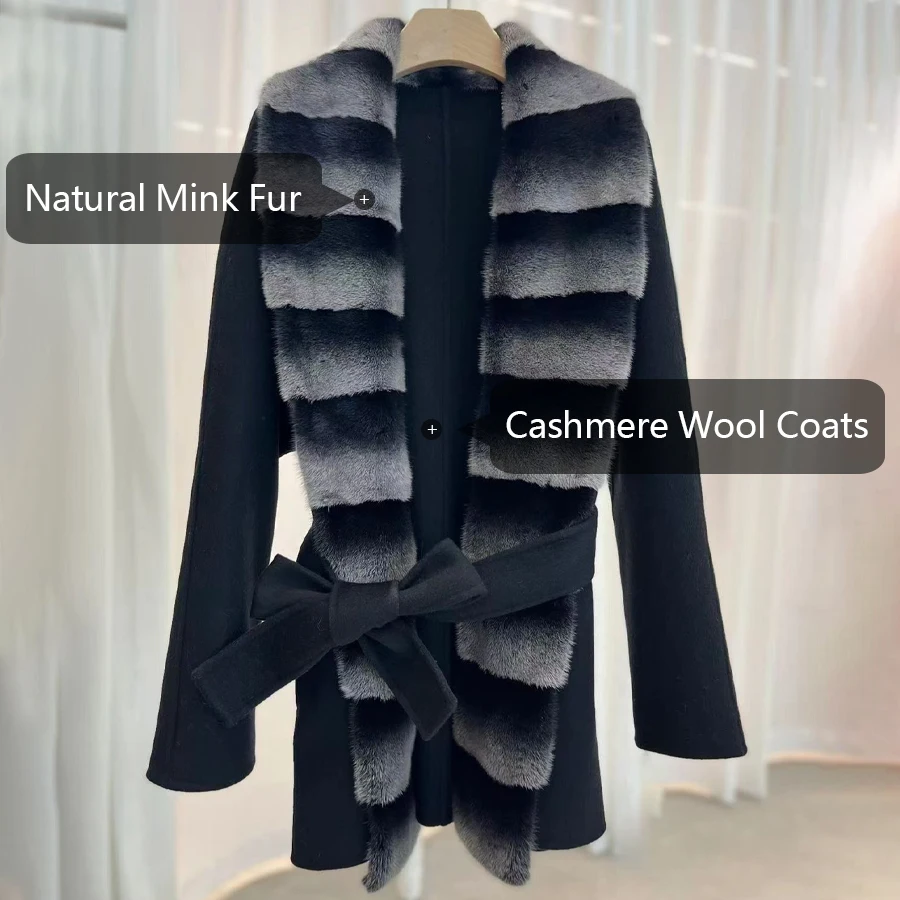 Wool Blend Jacket Matching Belt Women Wool Coat Luxury Women New Style Cashmere Coat Women