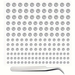 165/495pcs Acrylic Glitter Face Makeup Stickers with Tweezers for Lip Studs Fake Nose Eyebrow Studs Non-Piercing Stick Cool Punk