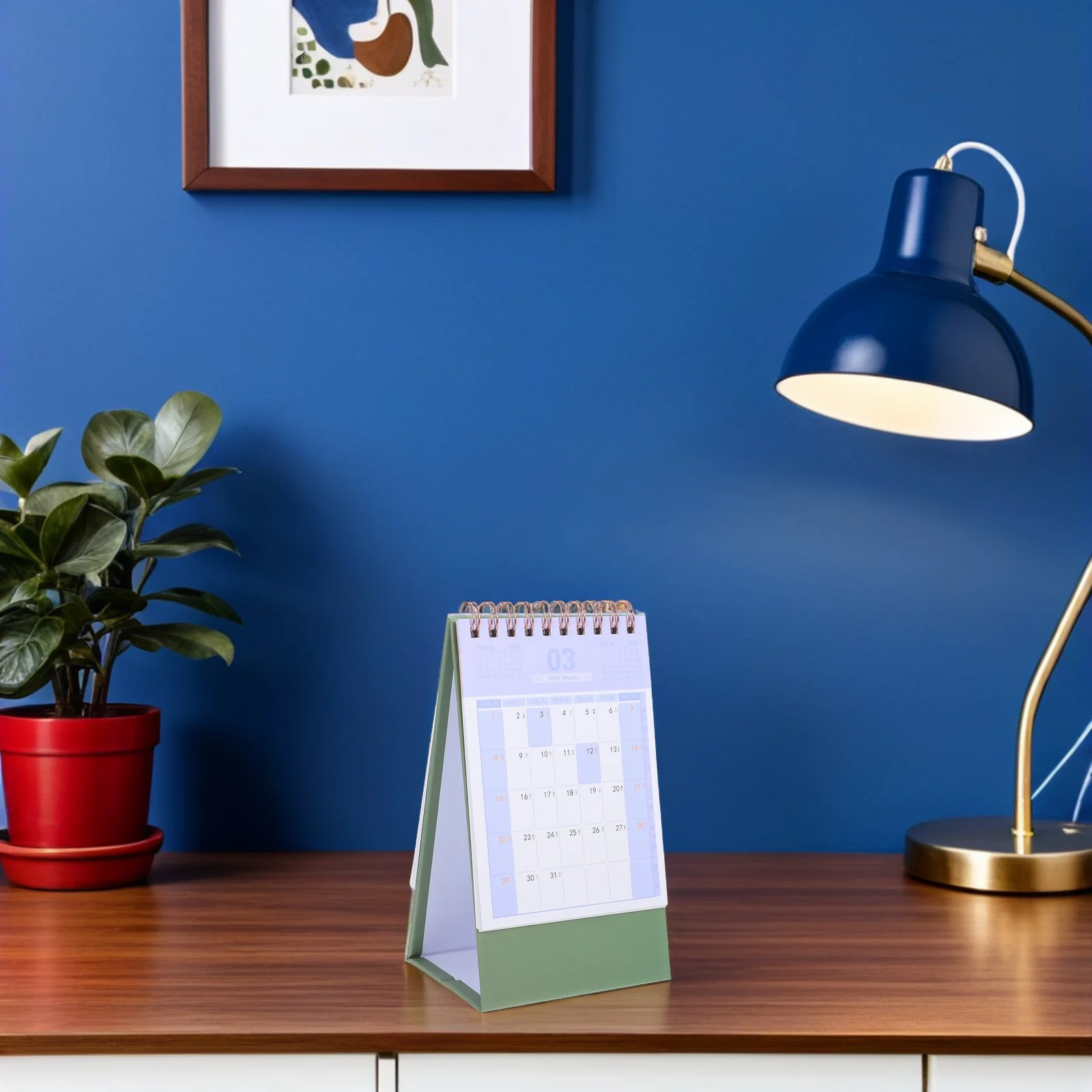 

Desk Minimalist Stand Up Planner Compact Foldable Desktop For Home Office Scheduling Green Thick Paper 2026 Standing Calendar