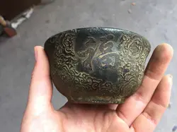 China's old jade bowl carved ancient writing Jade bowl