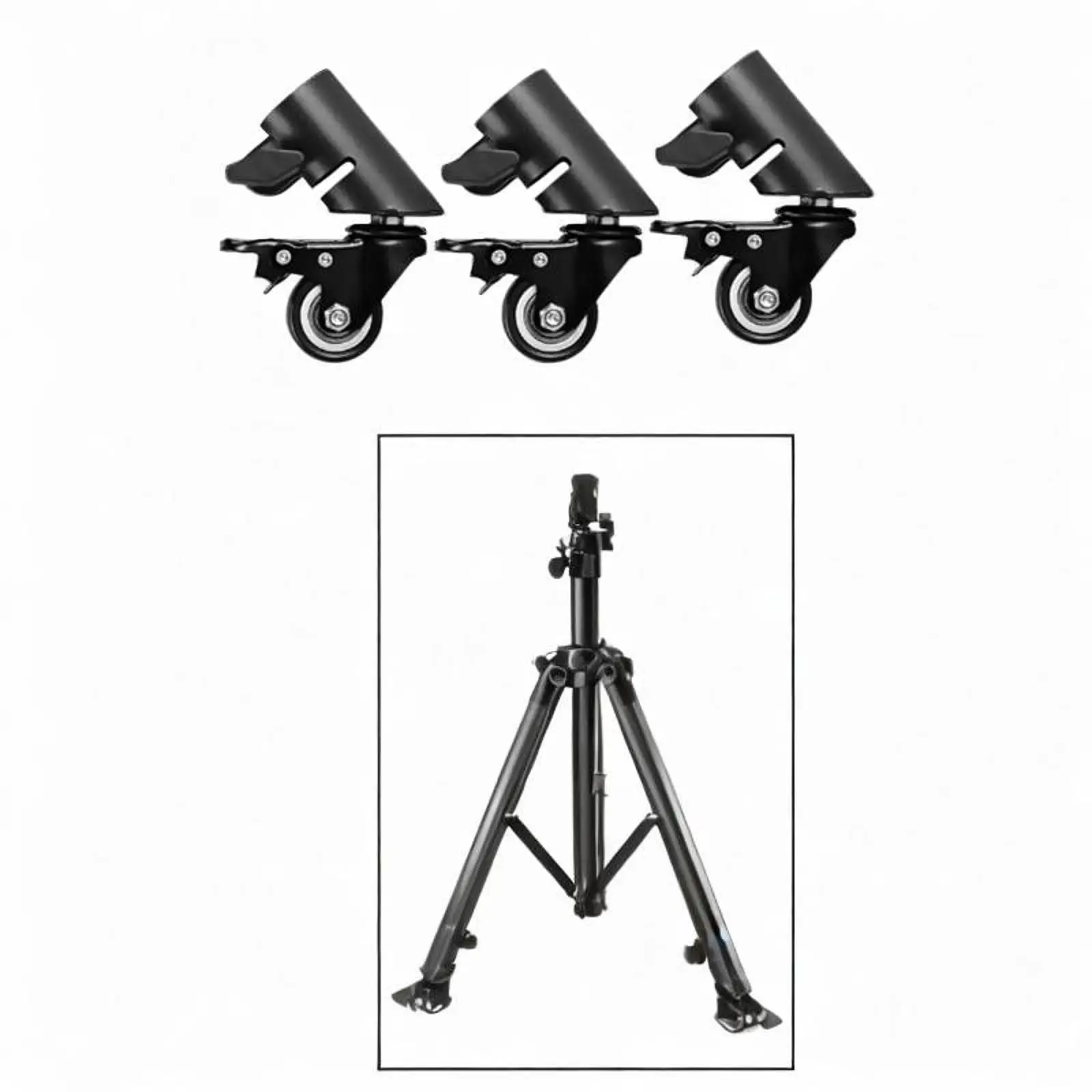 3 Pieces Speaker Stand Metal Swivel Casters 30kg/66lbs Weight Bearing Leg Caster Kit Speaker Accessories for Photography Studio
