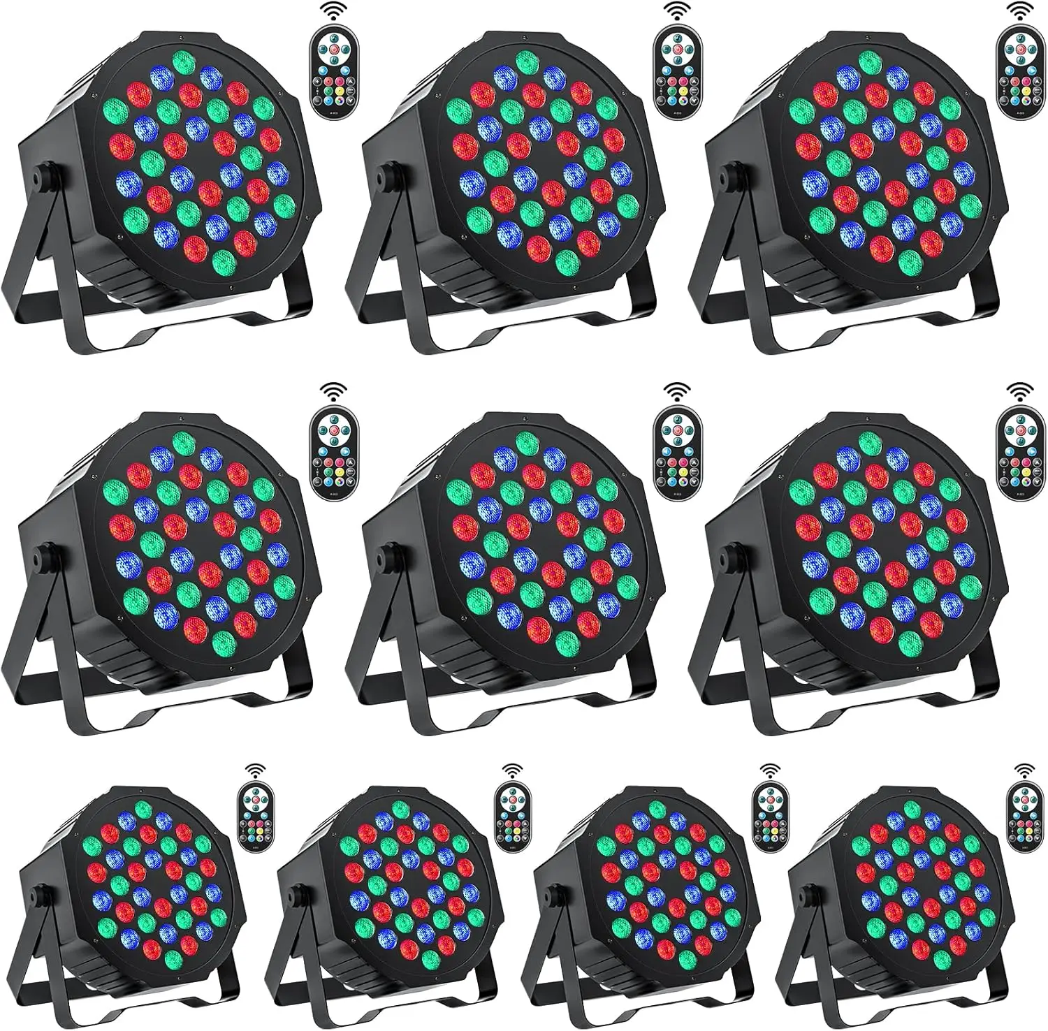 

10 Packs 36LED RGB LED Par Lights, 7 Channel DJ Party Lights with Remote Control