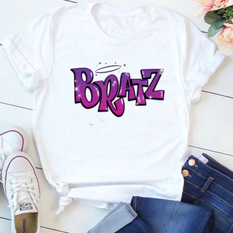 Bratzs Cartoon lato Trendprint t-shirt kobiety luźny projekt Casual krótki rękaw Harajuku koszulka Anime odzież damska 2024