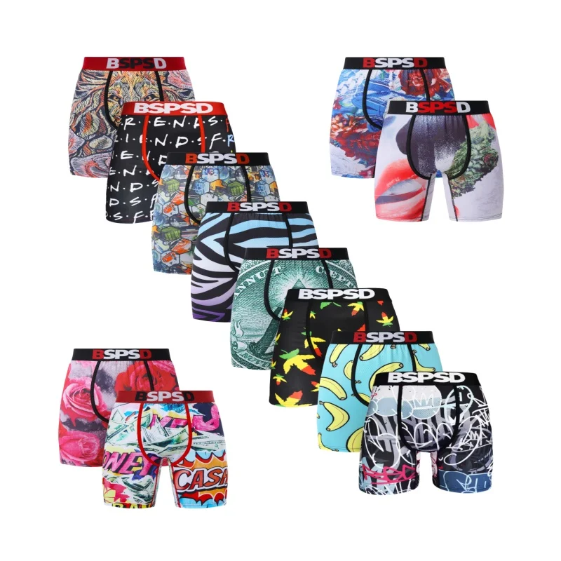

1 шт., мужское нижнее белье, боксеры, модные дышащие мужские трусы для плавания, сексуальные мужские боксеры с обтягивающим принтом, трусы, мужские трусы