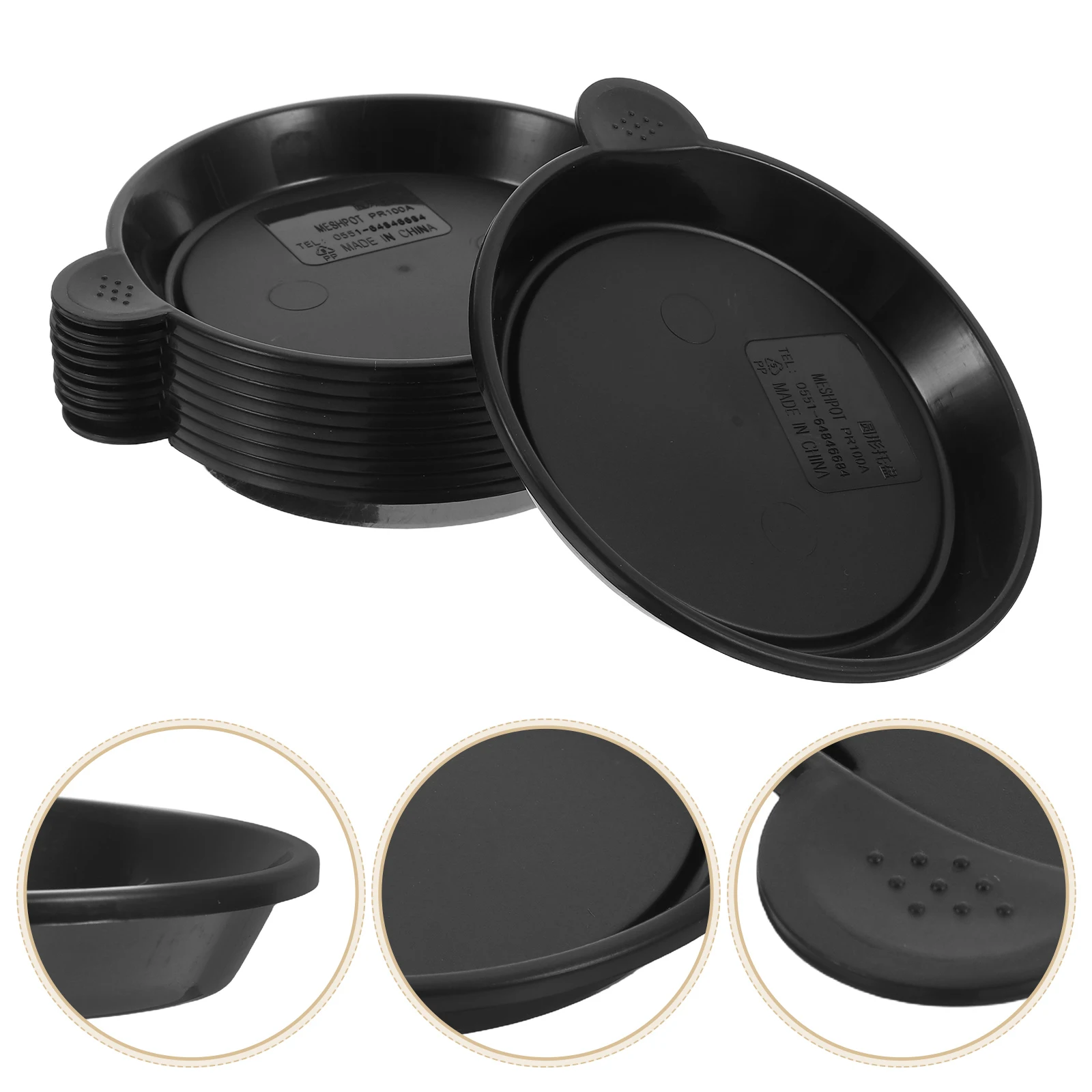 

10 PCS Drain Succulent Plant Pot Tray Saucers Potted Plants Automatic Flowerpot Black