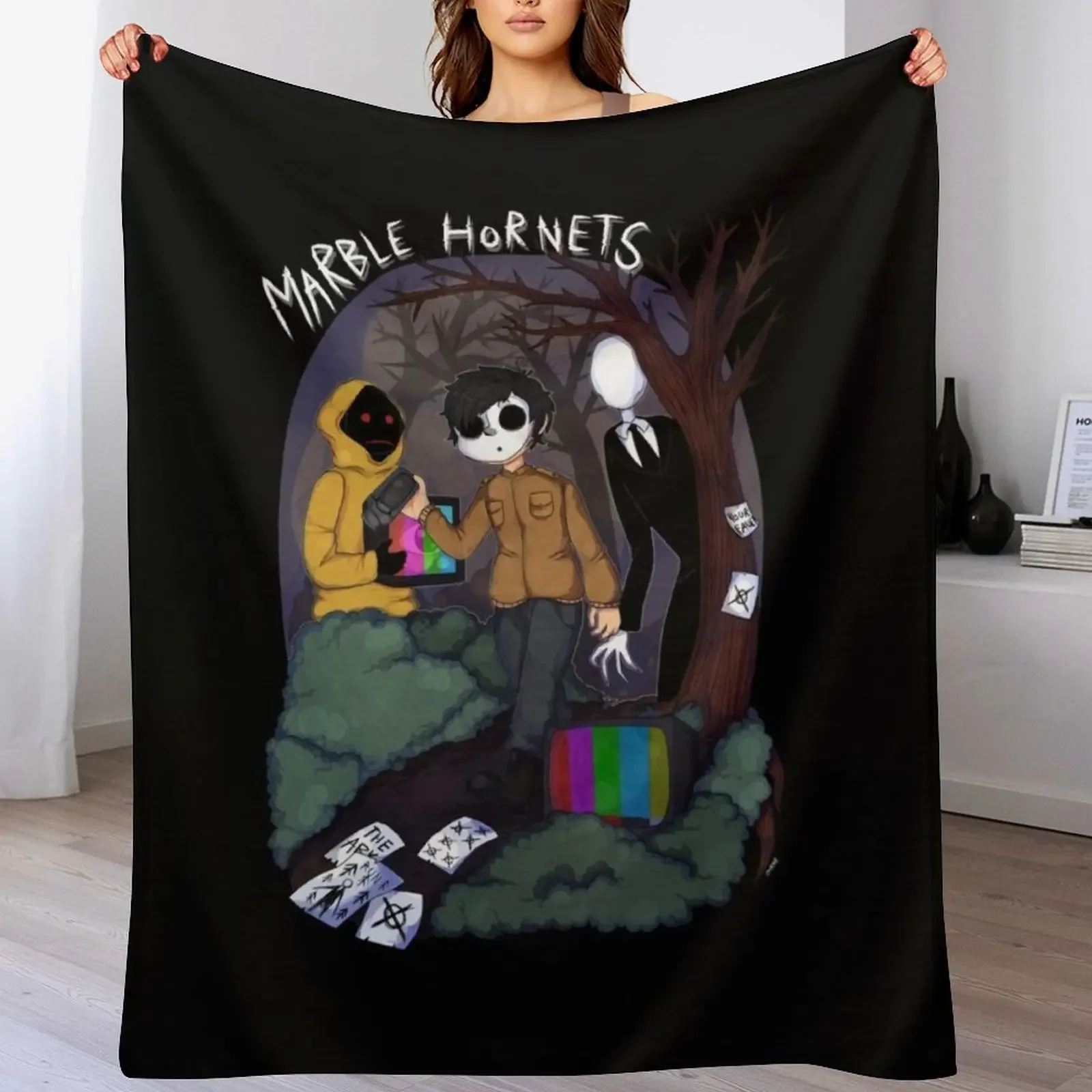 Marble Hornets 57 Throw Blanket halloween Soft Plaid blankets and throws Blankets