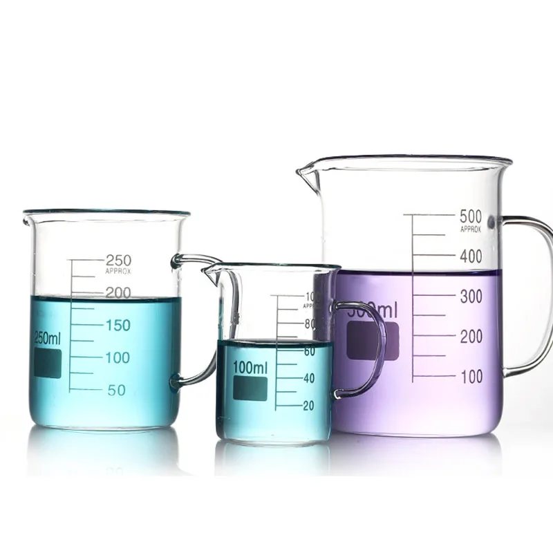 1/2pcs High Borosilicate Glass Measuring Cup With Handle Heat-resistant Scale Cup Laboratory Beaker Kitchen Baking Measuring Cup