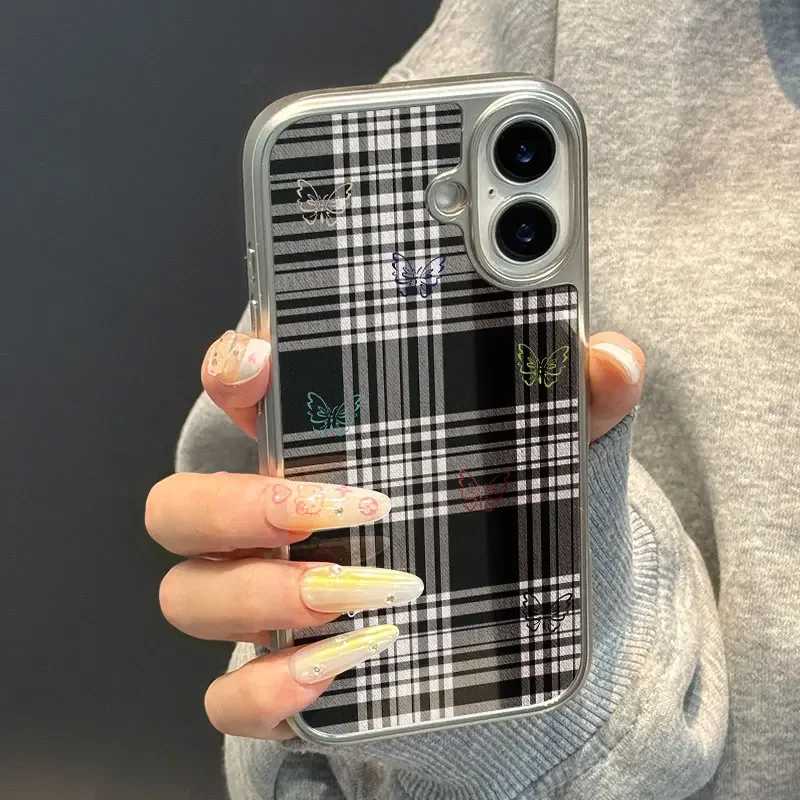 فراشة سوداء ورمادية نمط متقلب آيفون 11/12/13/14/15/16/17 برو ماكس الهواء زائد الايبوكسي جراب هاتف بولي TPU مكافحة الإفلات #2