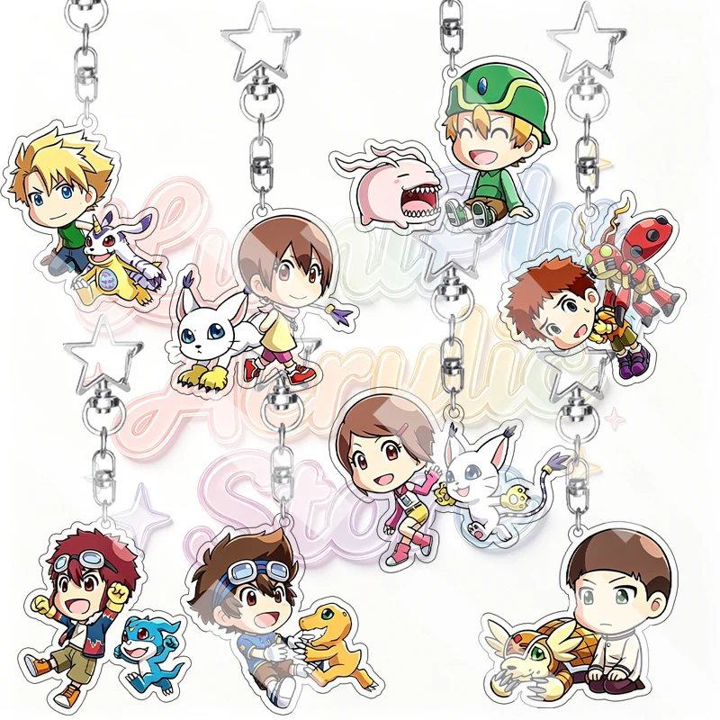 Anime Digimon Adventure Q Version Partner Yamato Ishida Takeru Takaishi Patamon Gabumon Cartoon Acrylic Keychain Pendant Charm