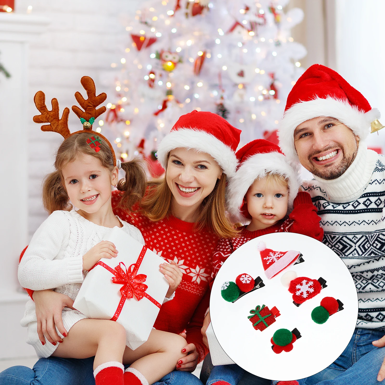 

2 Sets Clips Kids Christmas Hair Pin Hair Pin Xmas Christmas Supplies Accessories Teens Hairball Styling Tools