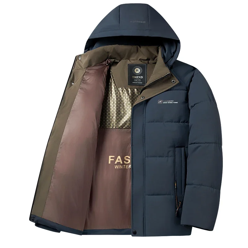 New Men Graphene Quick Heating Cotton Padded Jackets Detachable Cap Cotton Padded Jackets Warm Men's Outerwear Outdoor Overcoats