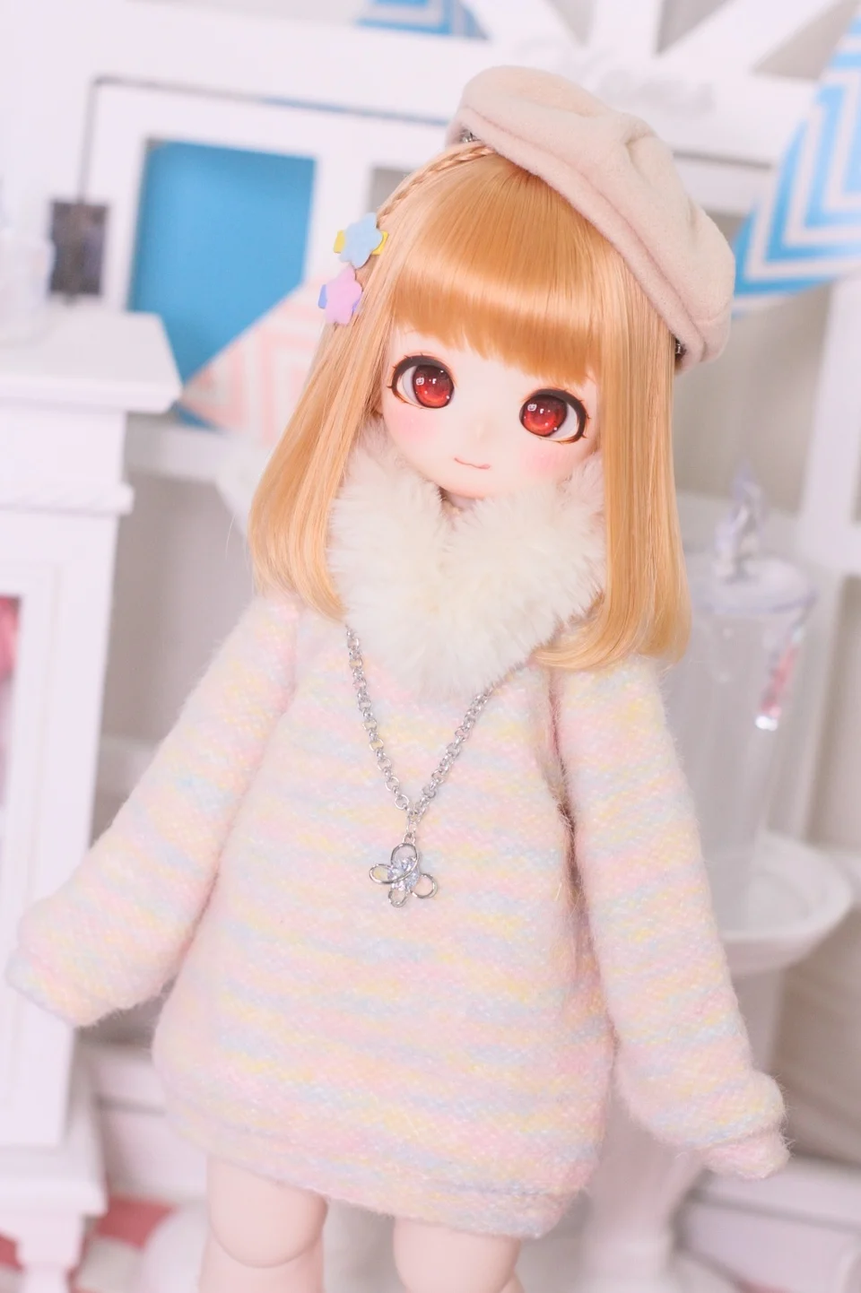 BJD doll clothes suitable for 1/4 1/6 size cute doll clothes warm winter sweater BJD doll clothes doll accessories (5 points)