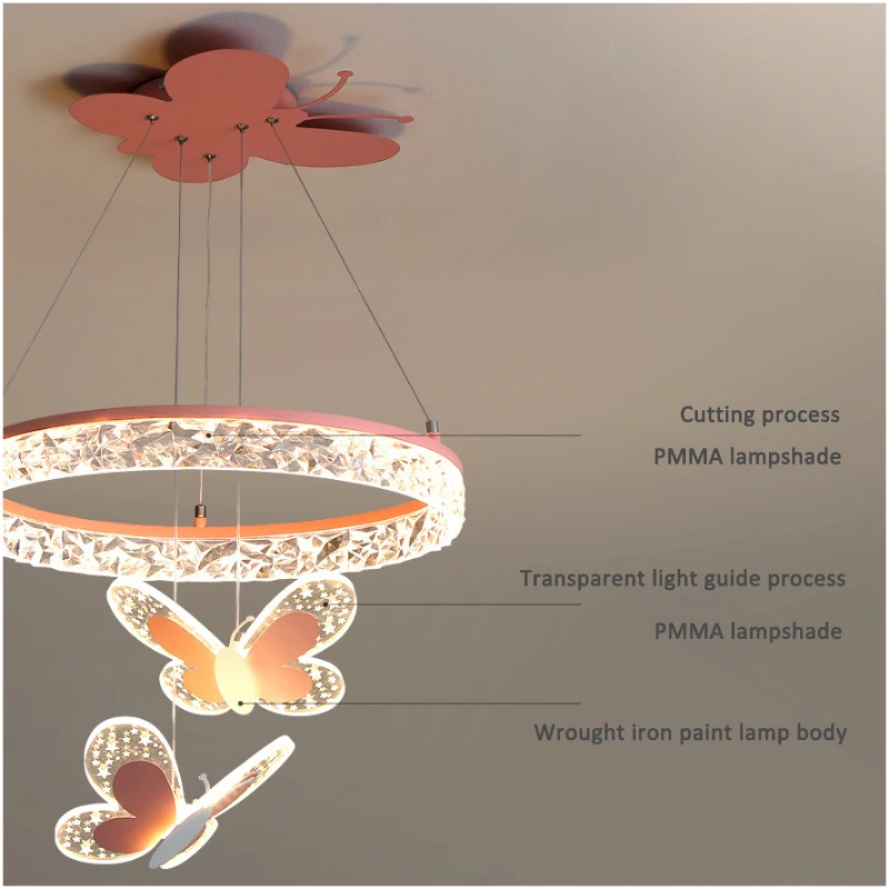 Butterfly Lamps Princess Room Children\'s Room Chandeliers Warm Romantic Home Decoration Modern Cartoon Girl Bedroom Chandelier