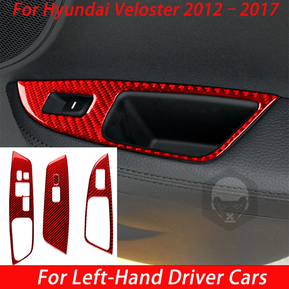 For Hyundai Veloster 2012–2017 Carbon Fiber Window Control Panel Kit Car Interiors Accessories Modifications Decorations Sticker