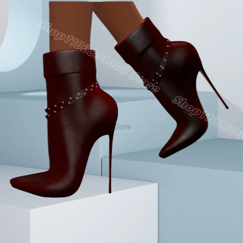 

Chain Decor Solid Short Boots Pointed Toe British Style Spring Design Women Party Casual Short Boots 2025 Zapatos Para Mujere