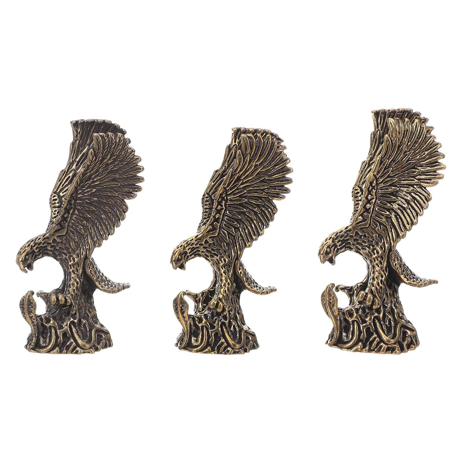 

3Pcs Miniature Brass Eagles Symbol of Strength Versatile Decor Bookshelf Living Room Office Desk Tabletop Sculpture