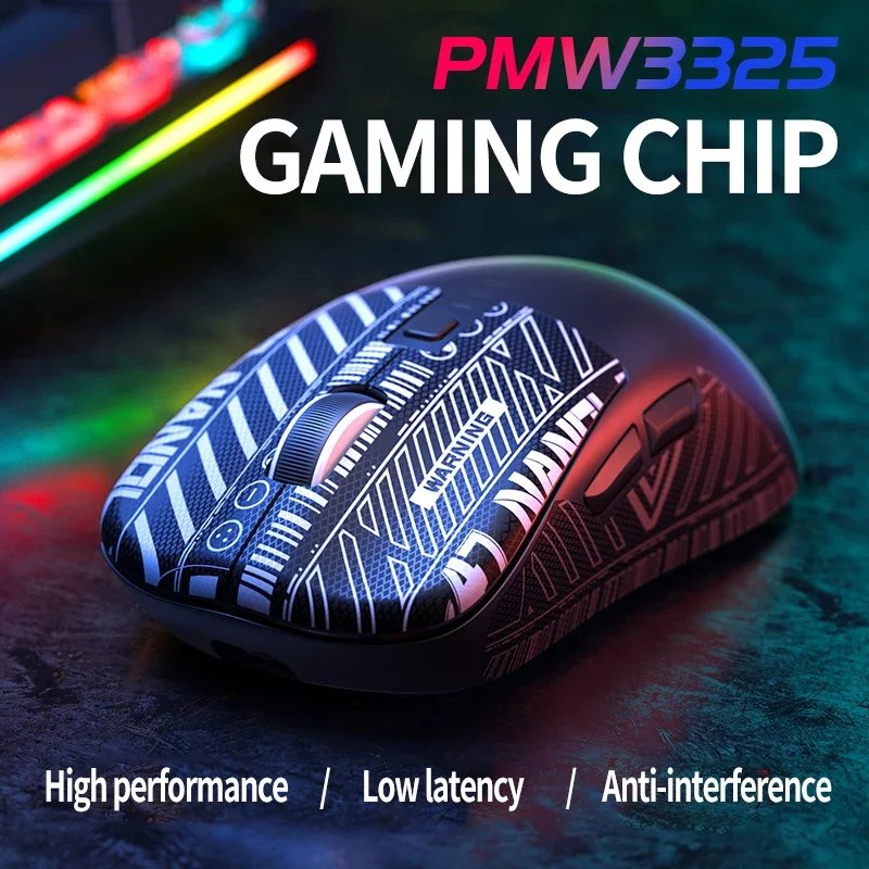 LINGBAO LB-M1 Wireless Mouse PMW3325 Adjustable 10000 DPI Lightweight Three Mode Low Latency Gaming Mouse with Anti-slip Sticker