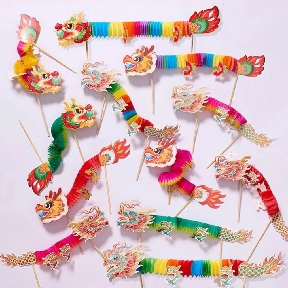 

Набор для творчества: Бумажные элементы для танца дракона и лошади, с мультяшным узором, из сотовой бумаги, ручной работы, для Нового года