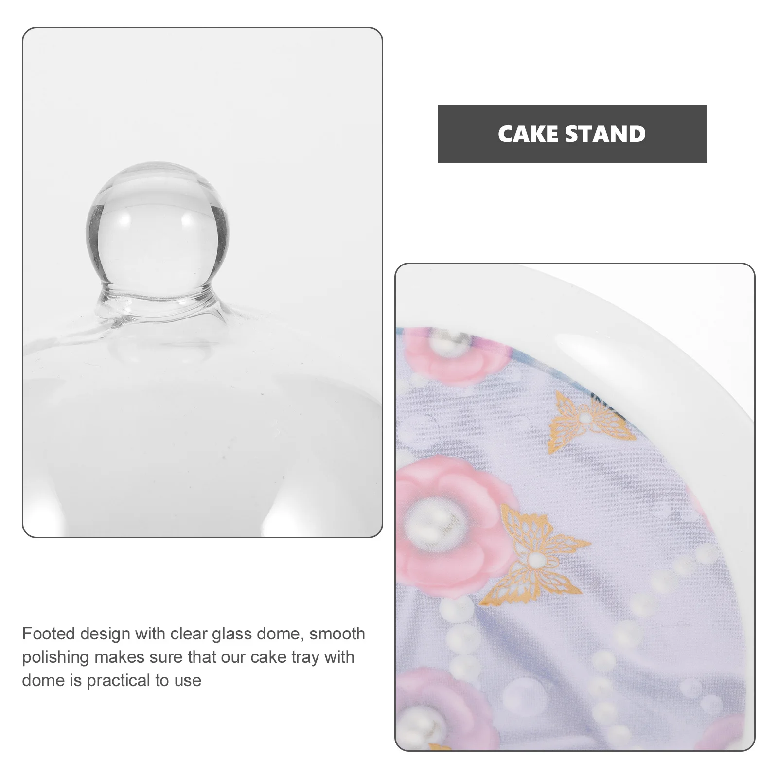 

1Set Glass Cake Stand Dome Cover Footed Cake Tray Dessert Display Cupcake Holder for Celebrations Trays Display