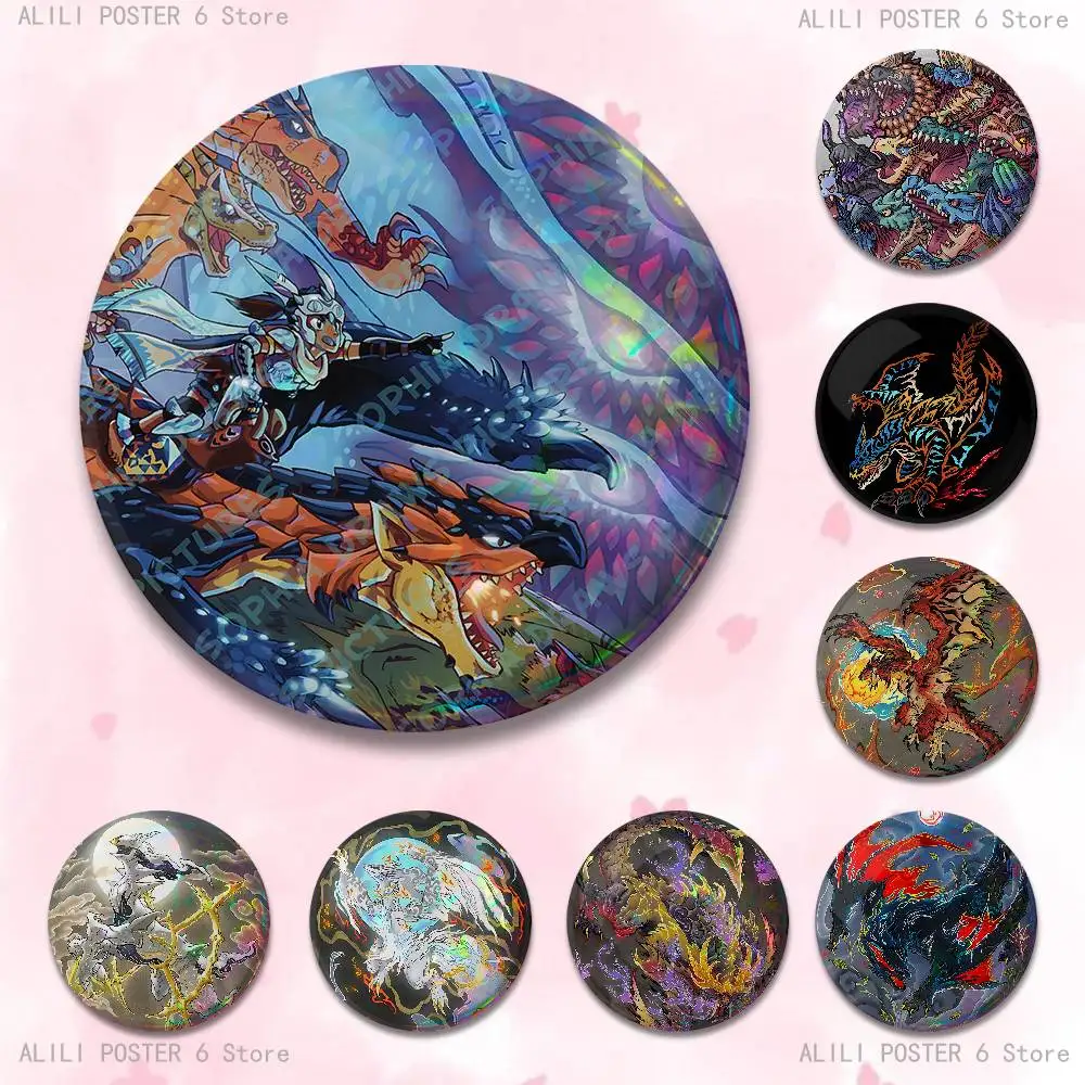 Rathalos Nargacuga M-Monster H-Hunter Custom Badges 75mm 44mm 25mm Brooch Backpack Hat Enamel Pins Accessories Toys Gifts