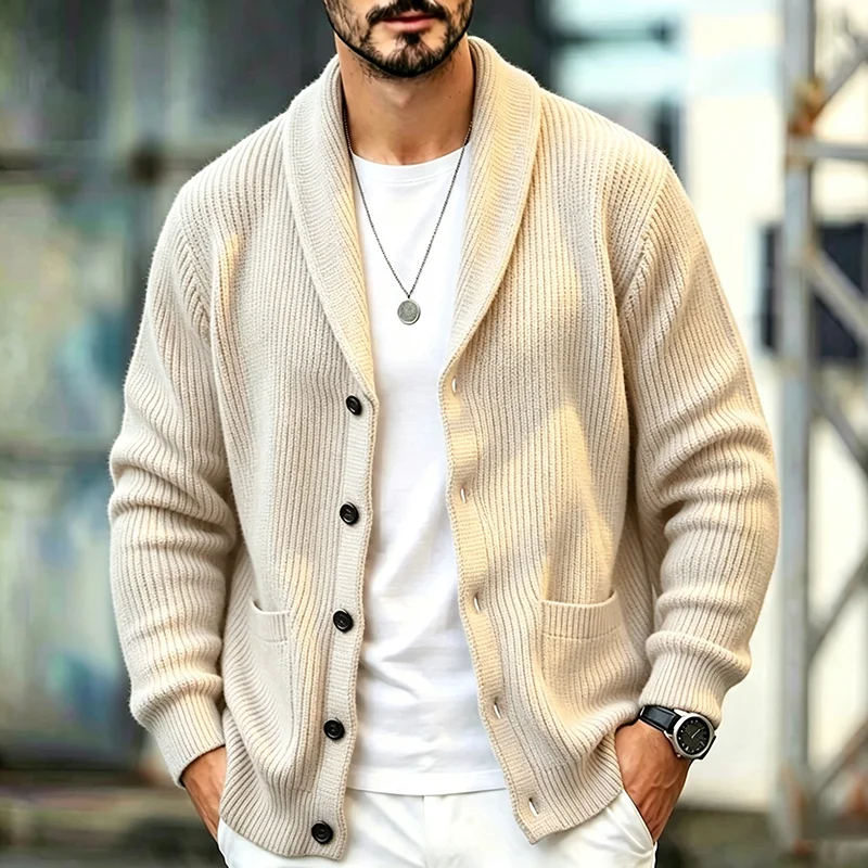 Men's Shawl Collar Sweater Sol - Wool Scarf Men ulasan dan harga