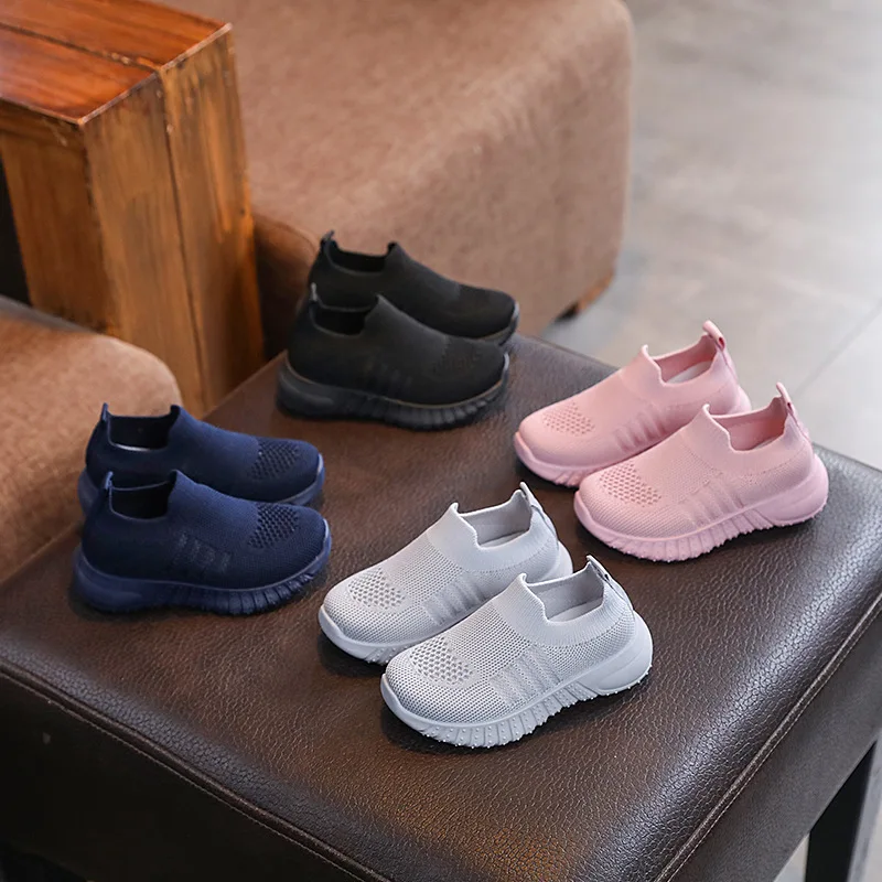 

Kids'Casual Shoes Solid Color Mesh Fashion Autumn Flat Sport Shoes For Children Breathable Anti-slip Black Blue Size 22-33