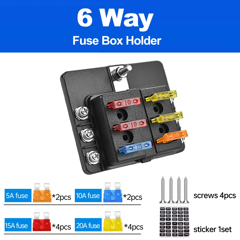 DaierTek 12 Ways Blade Fuse 12V 32V Car Boat Fuse Box Holder With Plastic Cover For Power Panel Board Camper RV Accessories