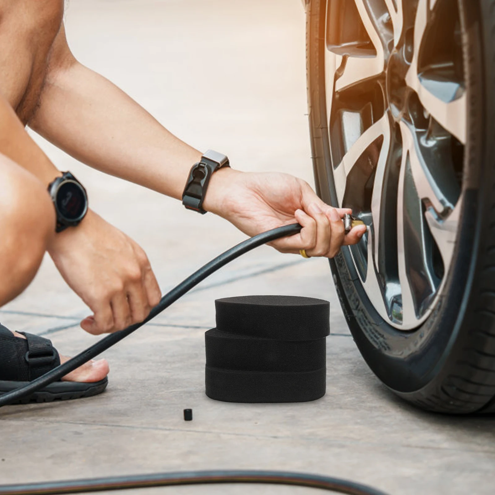 

3pcs Wheel Hub Sponge Brush for Car Tire Cleaning Waxing Ergonomic Soft Durable Sturdy Non-scratch Thick Large Black Polish Tool