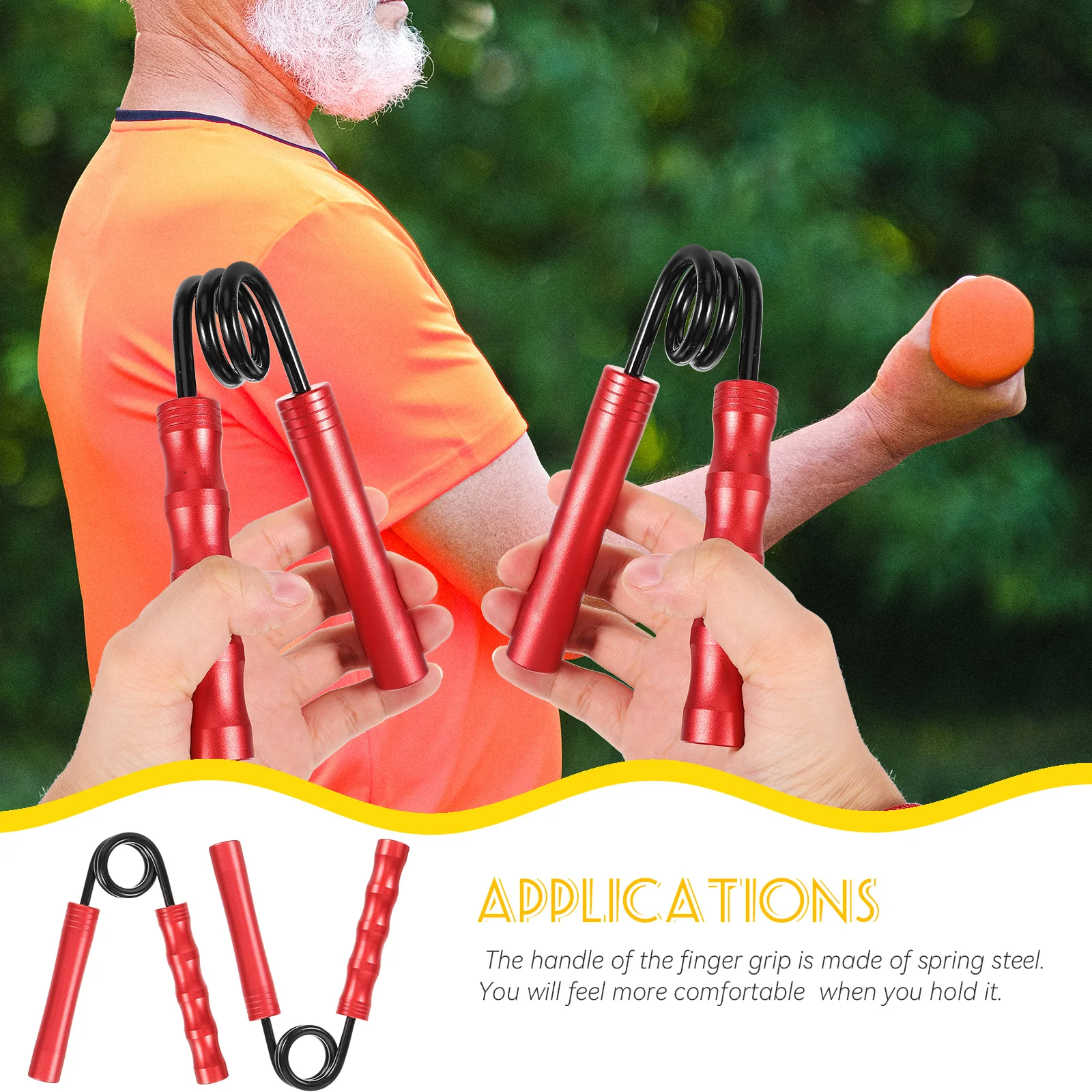 

2Pcs Exerciser Hand Trainer Spring Steel Handle Muscle Strengthening Tool for Home Office Fitness Hand Gripper