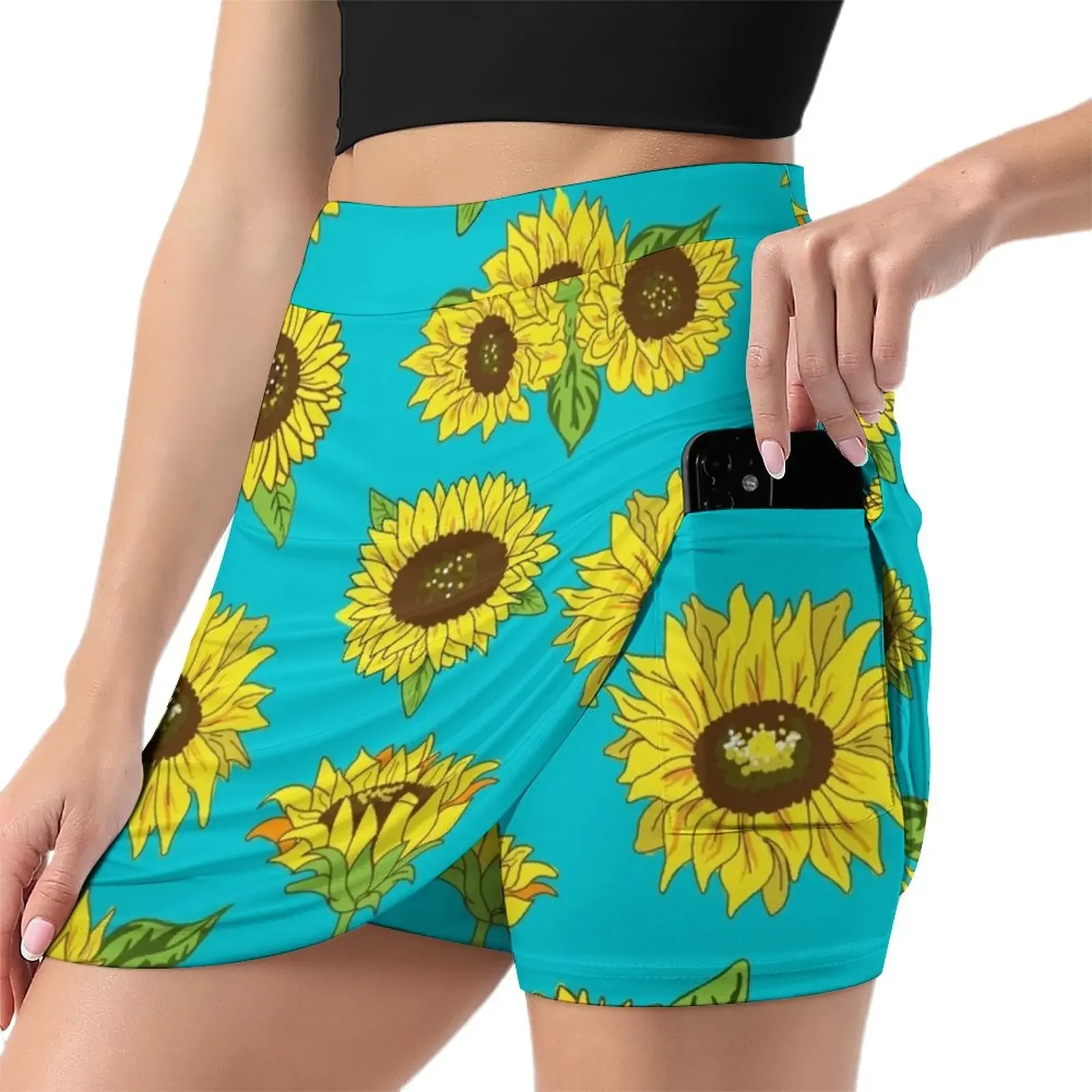 Grunge Sunflower Pattern Mini Skirt clothes luxury designer clothing women new in dresses skorts for women