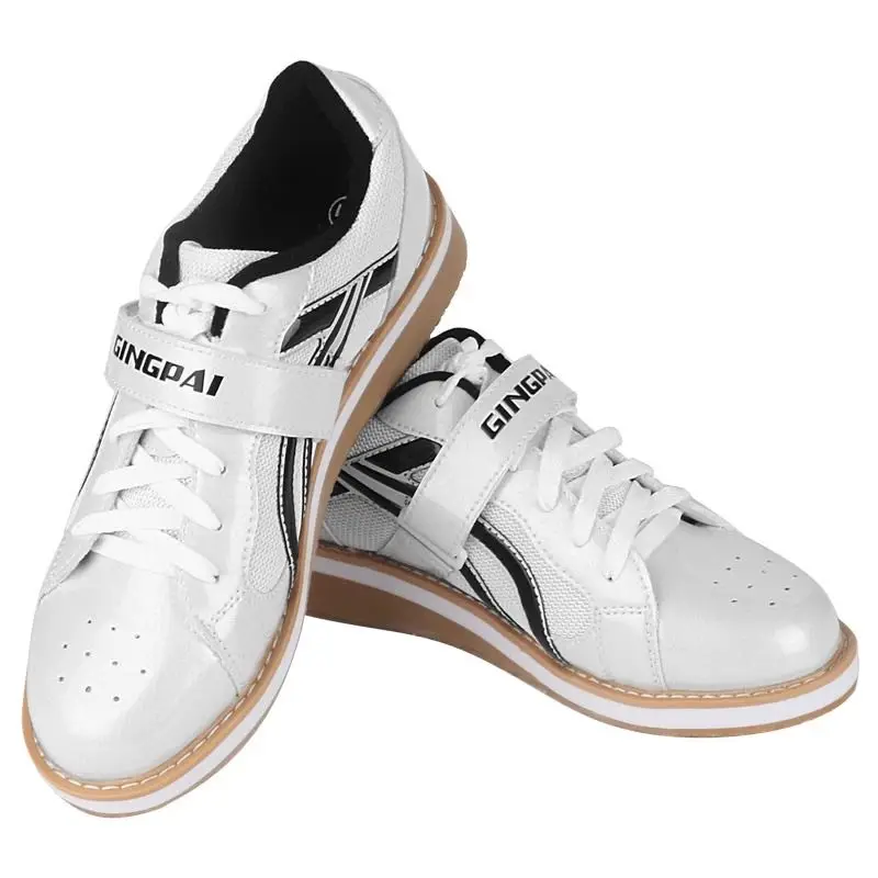 Zapatos de levantamiento de pesas con gancho y bucle para hombre, mujer, blanco, negro, zapatos de levantamiento de pesas, Fitness, sentadillas profundas, zapatos de tracción dura