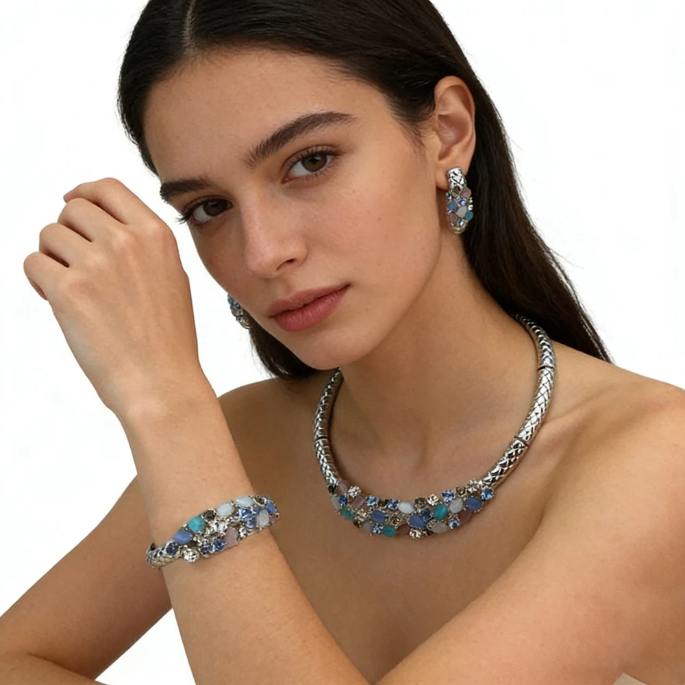 

Latest Brazilian Exquisite Handmade Beautiful Necklace Wedding Party Accessories Fashion Women Jewelry Set FHK17061