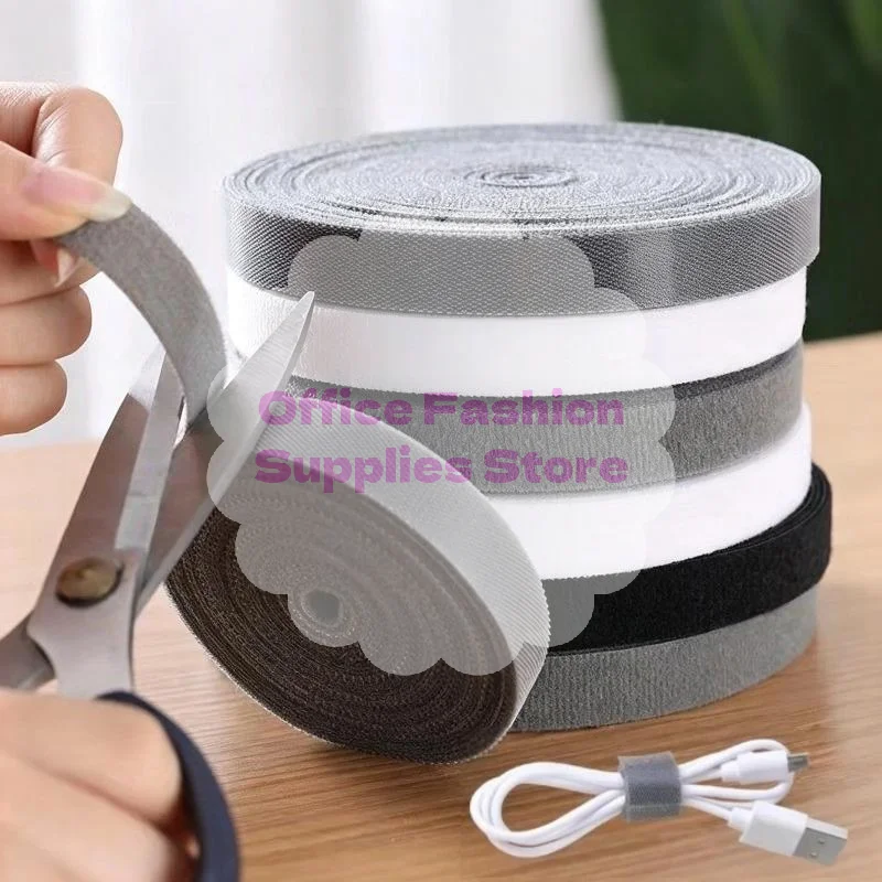 1 Roll 1/3/5 Meters Data Cable Storage Manager Artifact Reusable Cable Tie Nylon Free Cut Desk Wire Organizer Cable Binding Tap