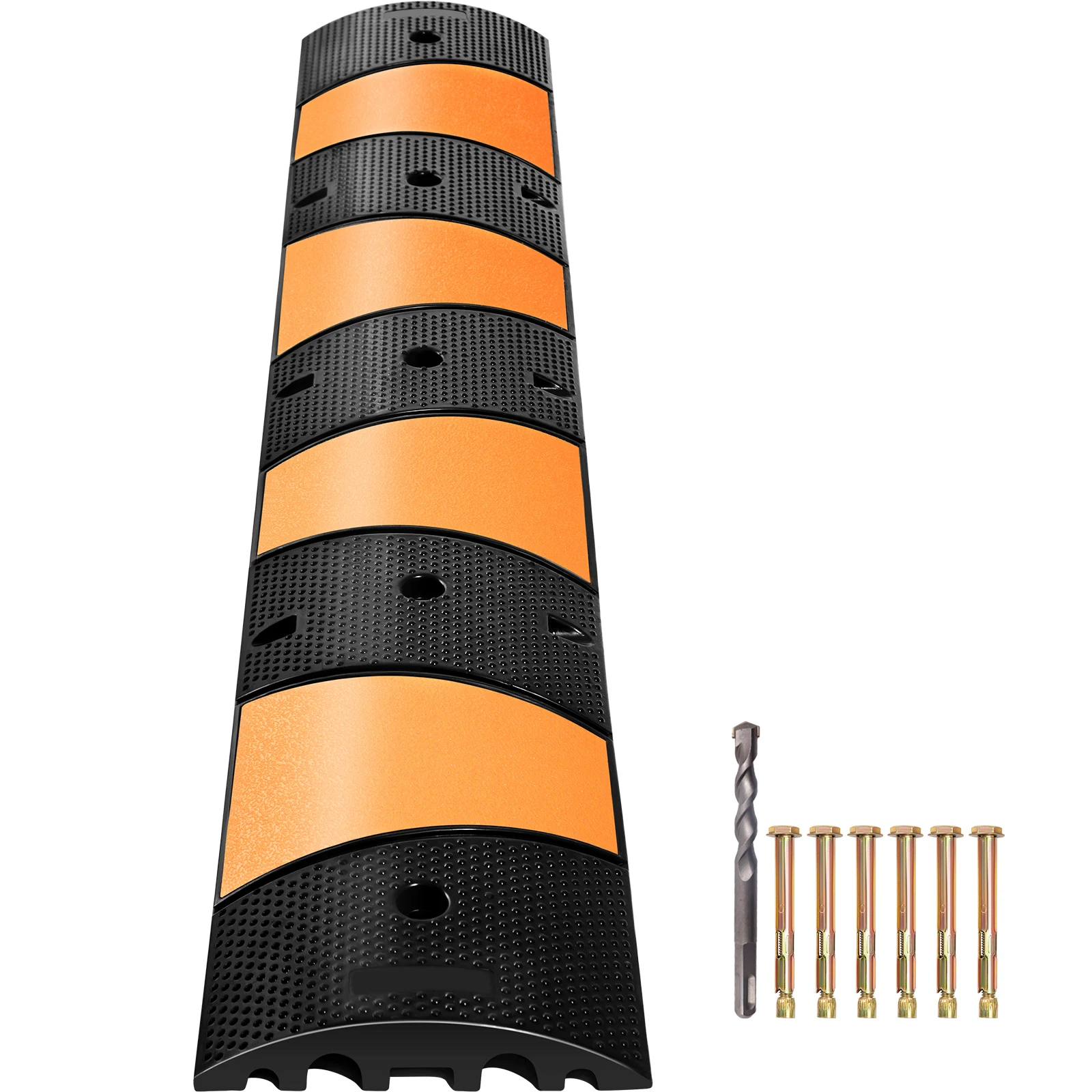

SucceBuy Rubber Speed Bump 2 Channel Speed Bump Hump 72.8x12.2x2.2 Garage Cable Ramp for Asphalt Concrete Gravel Driveway-6 FT