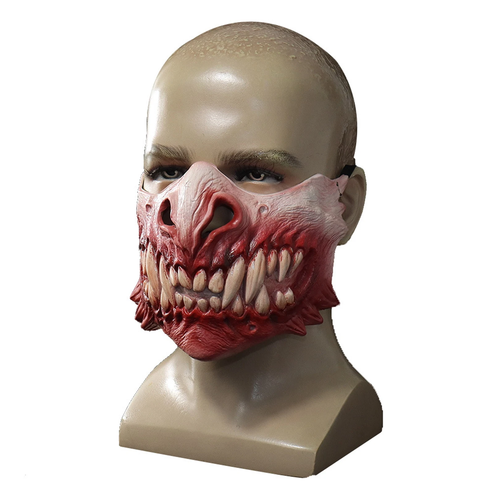 P-Jsmen Horror Maske Halloween Dekoration Creepy Zähne Halbe Gesicht Halloween Scary Cosplay Requisiten Zombie Variation Zubehör